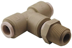Parker - 1/4" Outside Diam, 1/4 NPTF, Kynar Push-to-Connect Tube Male Swivel Branch Tee - 300 Max psi, Natural - Industrial Tool & Supply