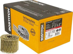 Stanley Bostitch - 11 Gauge 0.12" Shank Diam 3-1/4" Long Framing Nails for Power Nailers - Steel, Galvanized Finish, Screw Shank, Coil Wire Collation, Round Head, Diamond Point - Industrial Tool & Supply