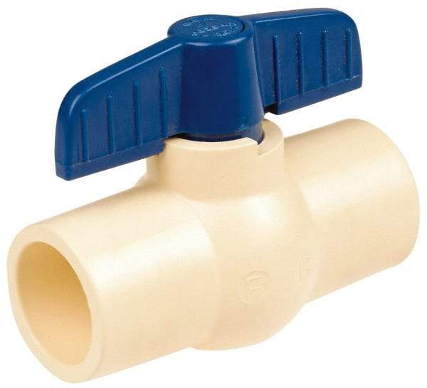 NIBCO - 1-1/4" Pipe, Standard Port, PVC Miniature Ball Valve - 1 Piece, Inline - One Way Flow, FNPT x FNPT Ends, Tee Handle, 150 WOG - Industrial Tool & Supply