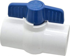 NIBCO - 1-1/2" Pipe, Standard Port, PVC Miniature Ball Valve - 1 Piece, Inline - One Way Flow, Solvent x Solvent Ends, Tee Handle, 150 WOG - Industrial Tool & Supply