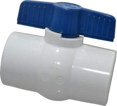 NIBCO - 2" Pipe, Standard Port, PVC Miniature Ball Valve - 1 Piece, Inline - One Way Flow, Solvent x Solvent Ends, Tee Handle, 150 WOG - Industrial Tool & Supply
