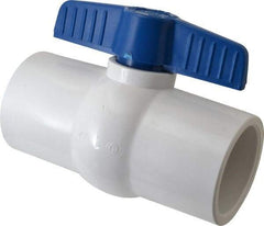 NIBCO - 2-1/2" Pipe, Standard Port, PVC Miniature Ball Valve - 1 Piece, Inline - One Way Flow, Solvent x Solvent Ends, Tee Handle, 150 WOG - Industrial Tool & Supply