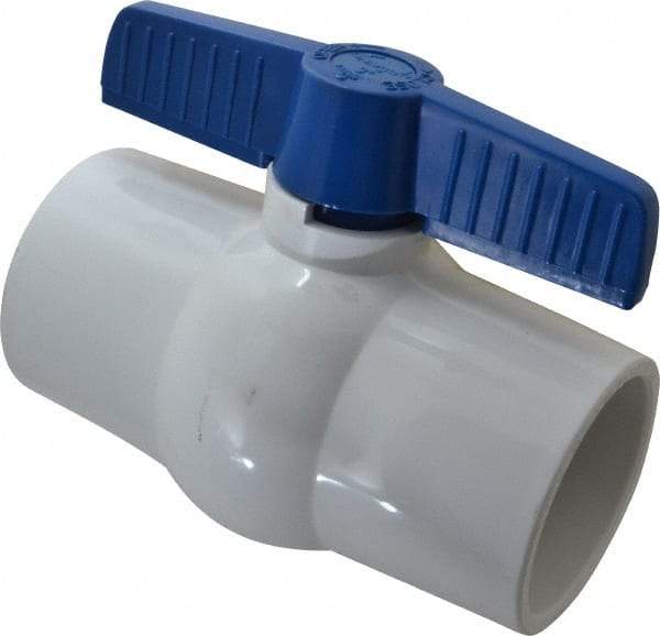 NIBCO - 3" Pipe, Standard Port, PVC Miniature Ball Valve - 1 Piece, Inline - One Way Flow, Solvent x Solvent Ends, Tee Handle, 150 WOG - Industrial Tool & Supply