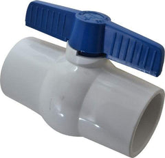 NIBCO - 3" Pipe, Standard Port, PVC Miniature Ball Valve - 1 Piece, Inline - One Way Flow, Solvent x Solvent Ends, Tee Handle, 150 WOG - Industrial Tool & Supply