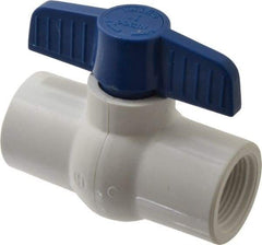NIBCO - 1" Pipe, Standard Port, PVC Miniature Ball Valve - 1 Piece, Inline - One Way Flow, FNPT x FNPT Ends, Tee Handle, 150 WOG - Industrial Tool & Supply