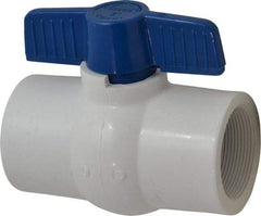 NIBCO - 2" Pipe, Standard Port, PVC Miniature Ball Valve - 1 Piece, Inline - One Way Flow, FNPT x FNPT Ends, Tee Handle, 150 WOG - Industrial Tool & Supply