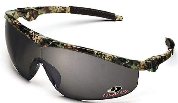 MCR Safety - Silver Mirror Lenses, Framed Safety Glasses - Scratch Resistant, Camouflage Plastic Frame, Adjustable Temples, Size Universal, Wrap Around - Industrial Tool & Supply