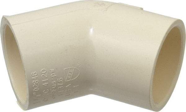 NIBCO - 1-1/4" CPVC Plastic Pipe 45° Elbow - Slip x Slip End Connections - Industrial Tool & Supply