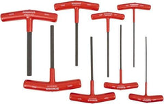 Bondhus - 8 Piece T-Handle Cushion Grip Hex Key Set - Hex Range 2 to 10mm, 6" OAL, Protanium High Torque Steel - Industrial Tool & Supply