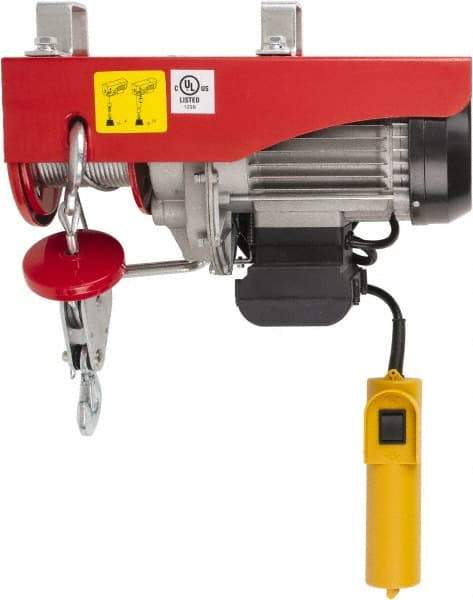 Value Collection - 440/880 Lb Capacity, 33/16 FPM Lift Speed, 110 Volt, Mini Electric Hoist - 38' Max Lift - Industrial Tool & Supply