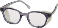 Bouton - Clear Lenses, Framed Safety Glasses - Anti-Fog, Scratch Resistant, Smoke Propionate Frame, Size Universal, Wrap Around - Industrial Tool & Supply