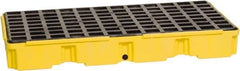 Eagle - 30 Gal Sump, 5,000 Lb Capacity, 2 Drum, Polyethylene Spill Deck or Pallet - 51-1/2" Long x 26-1/4" Wide x 6-1/2" High, Yellow, Drain Included, Low Profile, Vertical, Inline Drum Configuration - Industrial Tool & Supply