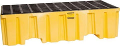 Eagle - 66 Gal Sump, 4,000 Lb Capacity, 2 Drum, Polyethylene Spill Deck or Pallet - 51" Long x 26-1/4" Wide x 13-3/4" High, Yellow, Liftable Fork, Vertical, 2 x 2 Drum Configuration - Industrial Tool & Supply