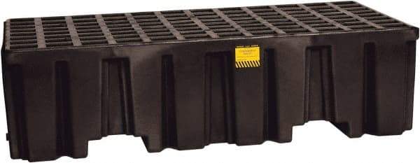 Eagle - 66 Gal Sump, 4,000 Lb Capacity, 2 Drum, Polyethylene Spill Deck or Pallet - 51" Long x 26-1/4" Wide x 13-3/4" High, Black, Liftable Fork, Drain Included, Vertical, 2 x 2 Drum Configuration - Industrial Tool & Supply