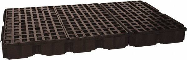 Eagle - 88 Gal Sump, 8,000 Lb Capacity, 6 Drum, Polyethylene Platform - 78.25" Long x 51-1/2" Wide x 6-1/2" High, Black, Drain Included, Low Profile, Vertical, 2 x 3 Drum Configuration - Industrial Tool & Supply