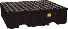 Eagle - 132 Gal Sump, 8,000 Lb Capacity, 4 Drum, Polyethylene Spill Deck or Pallet - 52-1/2" Long x 51-1/2" Wide x 13-3/4" High, Black, Liftable Fork, Drain Included, Vertical, 2 x 2 Drum Configuration - Industrial Tool & Supply