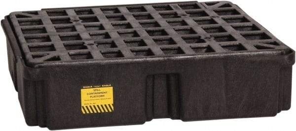 Eagle - 12 Gal Sump, 2,000 Lb Capacity, 1 Drum, Polyethylene Spill Deck or Pallet - 26-1/4" Long x 26" Wide x 6-1/2" High, Black, Low Profile, Vertical, Inline Drum Configuration - Industrial Tool & Supply