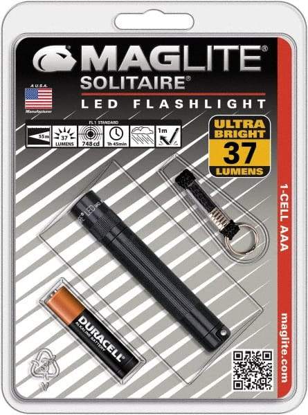 Mag-Lite - Clear LED Bulb, 47 Lumens, Mini Flashlight - Black Aluminum Body, 1 AAA Alkaline Battery Included - Industrial Tool & Supply
