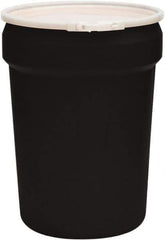Eagle - 30 Gallon Black Tapered Cylinder Polyethylene Open Head Drum - 28-1/2" High x 21" Diam - Industrial Tool & Supply