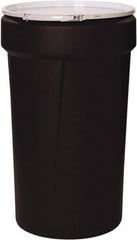 Eagle - 55 Gallon Black Tapered Cylinder Polyethylene Open Head Drum - 39-1/8" High x 23-3/4" Diam - Industrial Tool & Supply
