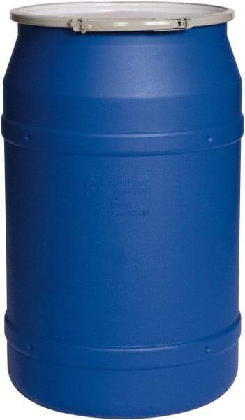 Eagle - 55 Gallon Blue Cylindrical Polyethylene Open Head Drum - 36-3/8" High x 23" Diam - Industrial Tool & Supply