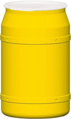Eagle - 55 Gallon Yellow Cylindrical Polyethylene Open Head Drum - 36-3/8" High x 23" Diam - Industrial Tool & Supply