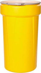Eagle - 55 Gallon Yellow Tapered Cylinder Polyethylene Open Head Drum - 39-1/8" High x 23-3/4" Diam - Industrial Tool & Supply