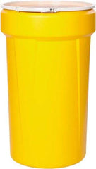 Eagle - 55 Gallon Yellow Tapered Cylinder Polyethylene Open Head Drum - 39-1/8" High x 23-3/4" Diam - Industrial Tool & Supply