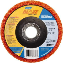Norton - 5" Extra Coarse Grade Aluminum Oxide Deburring Disc - 7/8" Center Hole, Arbor Connection - Industrial Tool & Supply