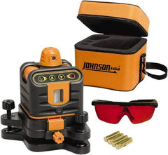 Johnson Level & Tool - 800' (Exterior) Measuring Range, 1/4" at 100' Accuracy, Manual-Leveling Rotary Laser - 150 to 300 RPM, 2 Beams, AA Battery Included - Industrial Tool & Supply