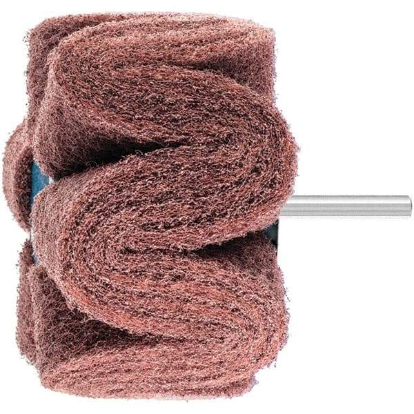 PFERD - 4" Diam x 2" Face Width, Aluminum Oxide Nonwoven Mounted Flap Wheel - 1/4" Shank Mount, 180 Grit, 6,000 Max RPM - Industrial Tool & Supply