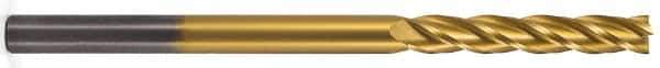 Atrax - 1", 3" LOC, 1" Shank Diam, 6" OAL, 4 Flute, Solid Carbide Square End Mill - Single End, TiN Finish, Spiral Flute, 30° Helix, Centercutting, Right Hand Cut, Right Hand Flute - Industrial Tool & Supply