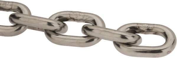 Value Collection - 9/32" Welded Stainless Steel Chain - 2,000 Lb Capacity, Grade 30, Cut to Length, Stainless Steel, Bright Finish - Industrial Tool & Supply