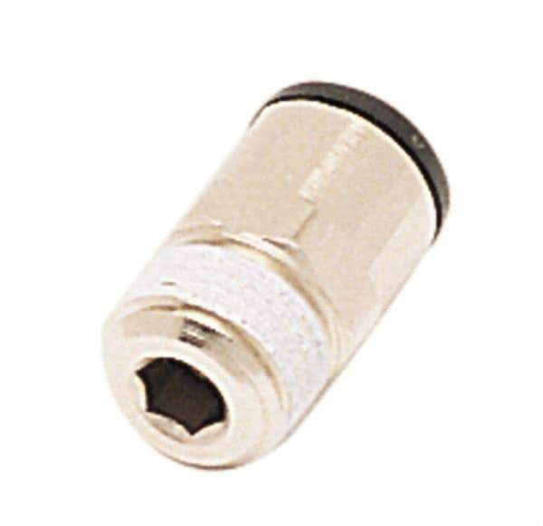 Legris - 1/8" Outside Diam, 1/8 BSPT, Nickel Plated Brass Push-to-Connect Tube Male Connector - 290 Max psi, Tube to Male BSPT Connection, Buna Nitrile O-Ring - Industrial Tool & Supply