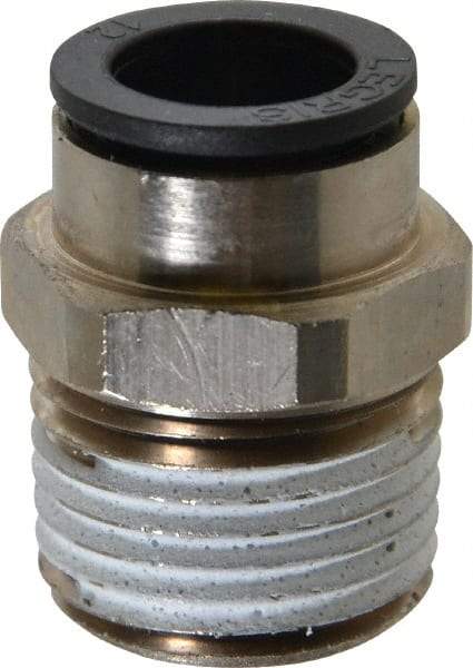 Legris - 12mm Outside Diam, 1/2 NPT, Nickel Plated Brass Push-to-Connect Tube Male Connector - 290 Max psi, Tube to Male NPT Connection, Buna Nitrile O-Ring - Industrial Tool & Supply