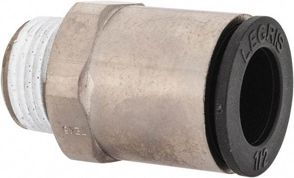Legris - 1/2" Outside Diam, 3/8 BSPT, Nickel Plated Brass Push-to-Connect Tube Male Connector - 290 Max psi, Tube to Male BSPT Connection, Buna Nitrile O-Ring - Industrial Tool & Supply