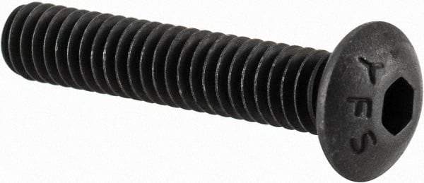 Value Collection - #8-32 UNC Hex Socket Drive, Button Screw - Alloy Steel, Black Oxide Finish, Fully Threaded, 7/8" Length Under Head - Industrial Tool & Supply