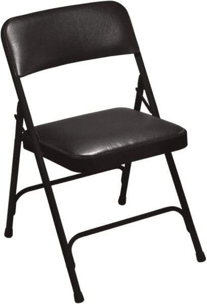 NPS - 18-3/4" Wide x 20-1/4" Deep x 29-1/2" High, Vinyl Folding Chair with Vinyl Padded Seat - Caviar Black - Industrial Tool & Supply