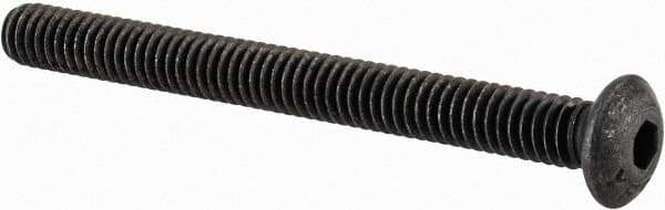 Value Collection - #8-32 UNC Hex Socket Drive, Button Screw - Alloy Steel, Black Oxide Finish, Fully Threaded, 1-3/4" Length Under Head - Industrial Tool & Supply