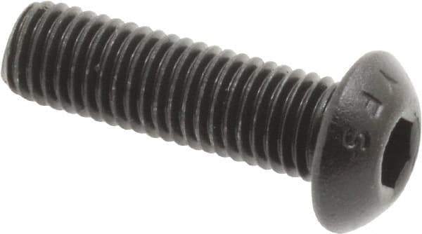 Value Collection - 1/4-28 UNF Hex Socket Drive, Button Screw - Alloy Steel, Black Oxide Finish, Fully Threaded, 7/8" Length Under Head - Industrial Tool & Supply