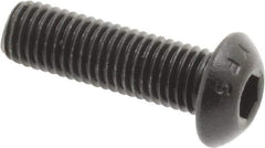 Value Collection - 1/4-28 UNF Hex Socket Drive, Button Screw - Alloy Steel, Black Oxide Finish, Fully Threaded, 7/8" Length Under Head - Industrial Tool & Supply