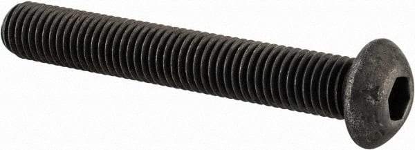 Value Collection - 1/4-28 UNF Hex Socket Drive, Button Screw - Alloy Steel, Black Oxide Finish, Fully Threaded, 1-3/4" Length Under Head - Industrial Tool & Supply
