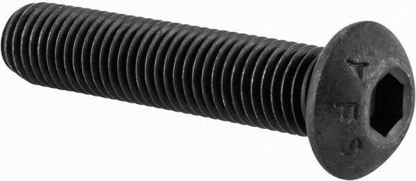 Value Collection - 5/16-24 UNF Hex Socket Drive, Button Screw - Alloy Steel, Black Oxide Finish, Fully Threaded, 1-1/2" Length Under Head - Industrial Tool & Supply