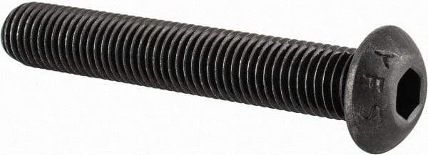 Value Collection - 5/16-24 UNF Hex Socket Drive, Button Screw - Alloy Steel, Black Oxide Finish, Fully Threaded, 2" Length Under Head - Industrial Tool & Supply