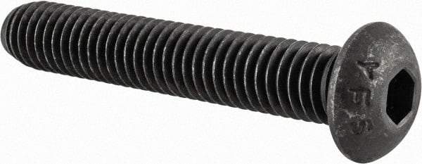 Value Collection - 3/8-16 UNC Hex Socket Drive, Button Screw - Alloy Steel, Black Oxide Finish, Fully Threaded, 2-1/4" Length Under Head - Industrial Tool & Supply