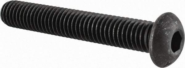Value Collection - 3/8-16 UNC Hex Socket Drive, Button Screw - Alloy Steel, Black Oxide Finish, Fully Threaded, 2-1/2" Length Under Head - Industrial Tool & Supply