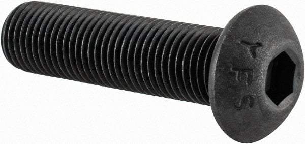 Value Collection - 3/8-24 UNF Hex Socket Drive, Button Screw - Alloy Steel, Black Oxide Finish, Fully Threaded, 1-1/2" Length Under Head - Industrial Tool & Supply
