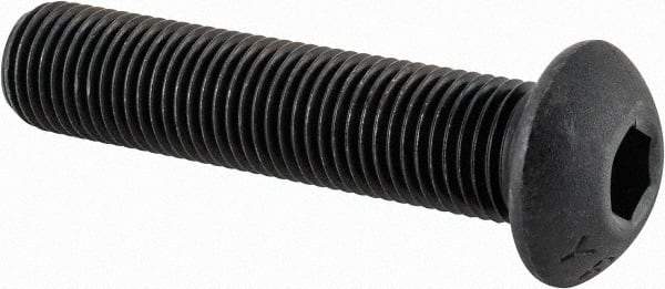 Value Collection - 3/8-24 UNF Hex Socket Drive, Button Screw - Alloy Steel, Black Oxide Finish, Fully Threaded, 1-3/4" Length Under Head - Industrial Tool & Supply