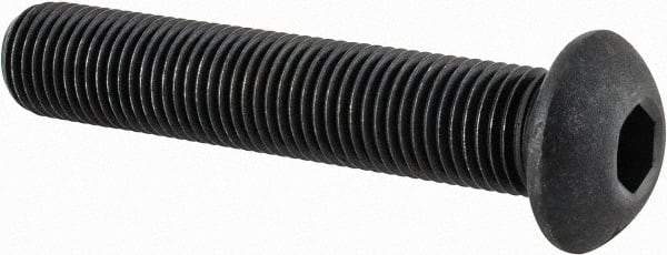 Value Collection - 3/8-24 UNF Hex Socket Drive, Button Screw - Alloy Steel, Black Oxide Finish, Fully Threaded, 2" Length Under Head - Industrial Tool & Supply