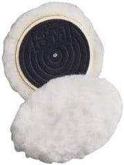 3M - 3" Diam Wool Bonnet Pad - 15/16" Pile, Hook & Loop Attachment - Industrial Tool & Supply